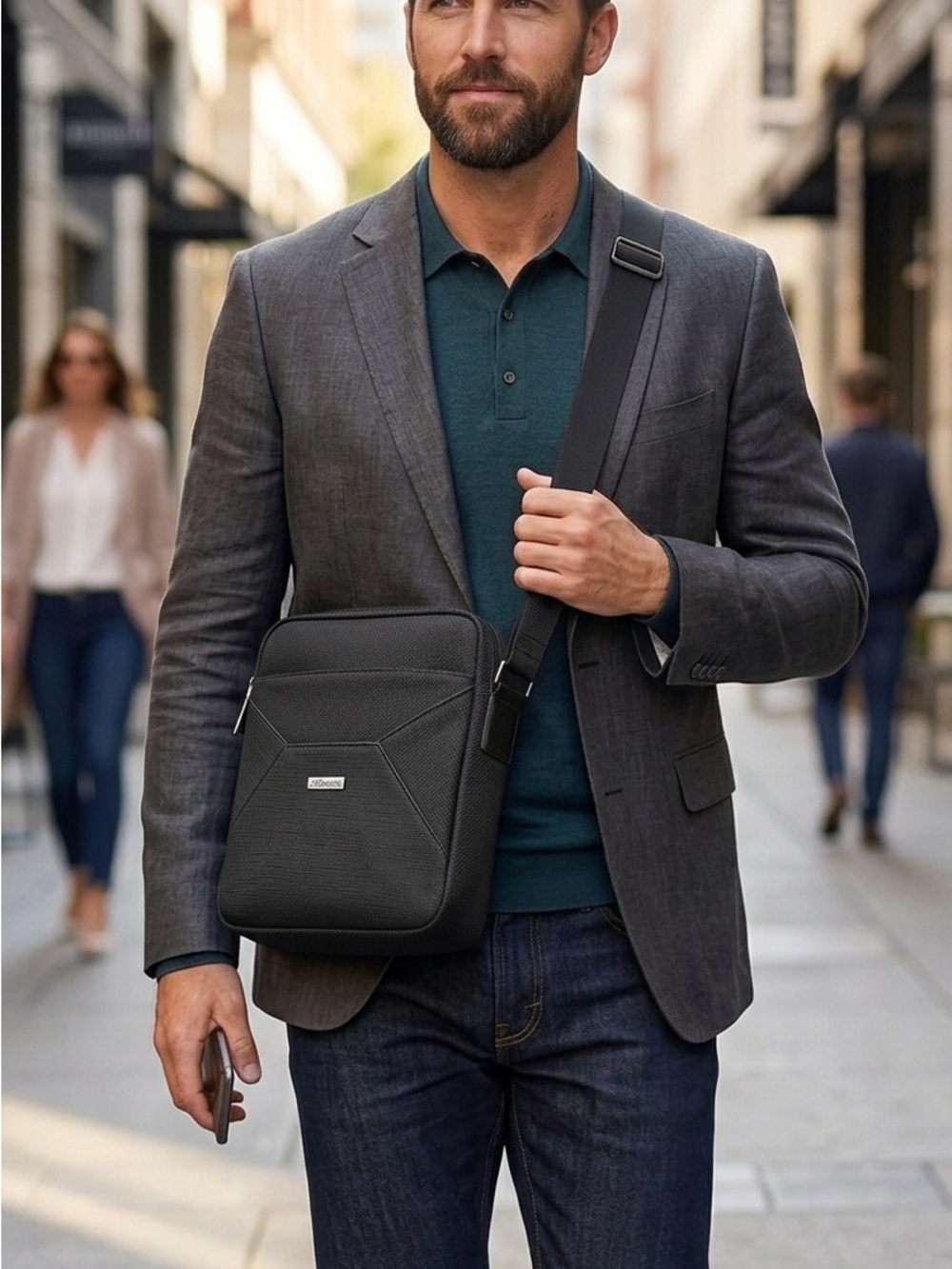 Alberto Unisex Black Crossbody Bag - Sleek Urban Carry